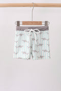Green Stripe Shark UPF Swim Trunks
