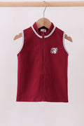 Premium Maroon Mississippi bulldog embroidery vest
