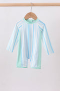 Blue stripe one-piece swimsuit