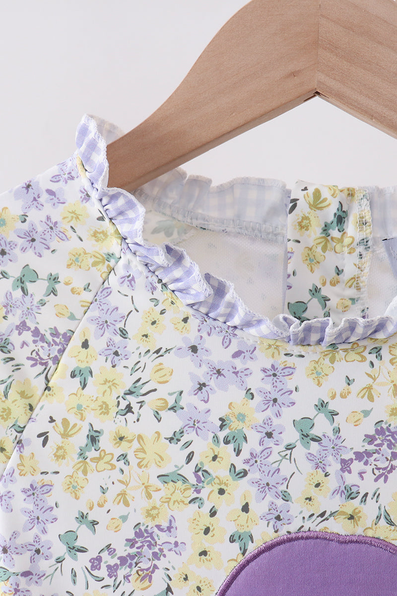 Floral mermaid applique rashguard