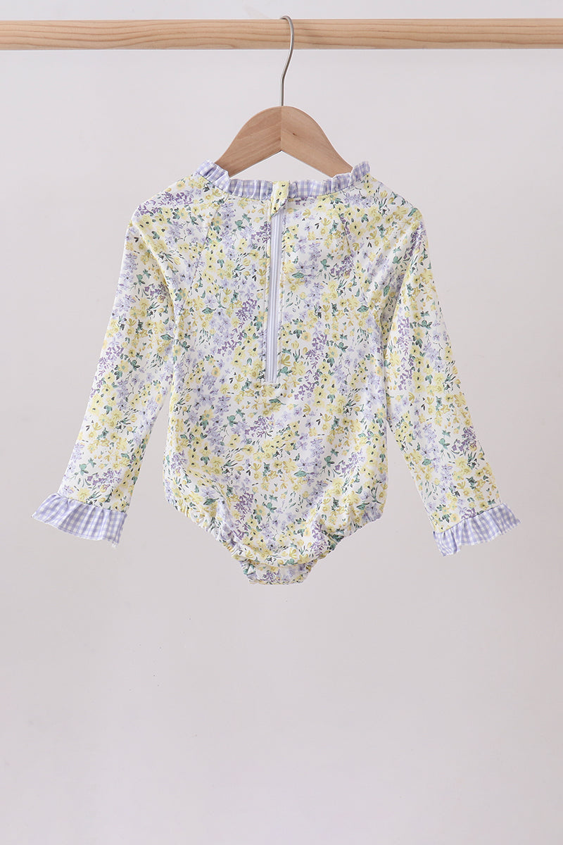 Floral mermaid applique rashguard