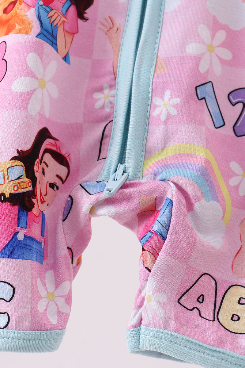 Pink Character Bamboo Romper