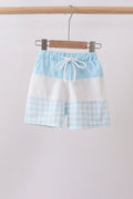 Blue Plaid UPF Swim Trunks