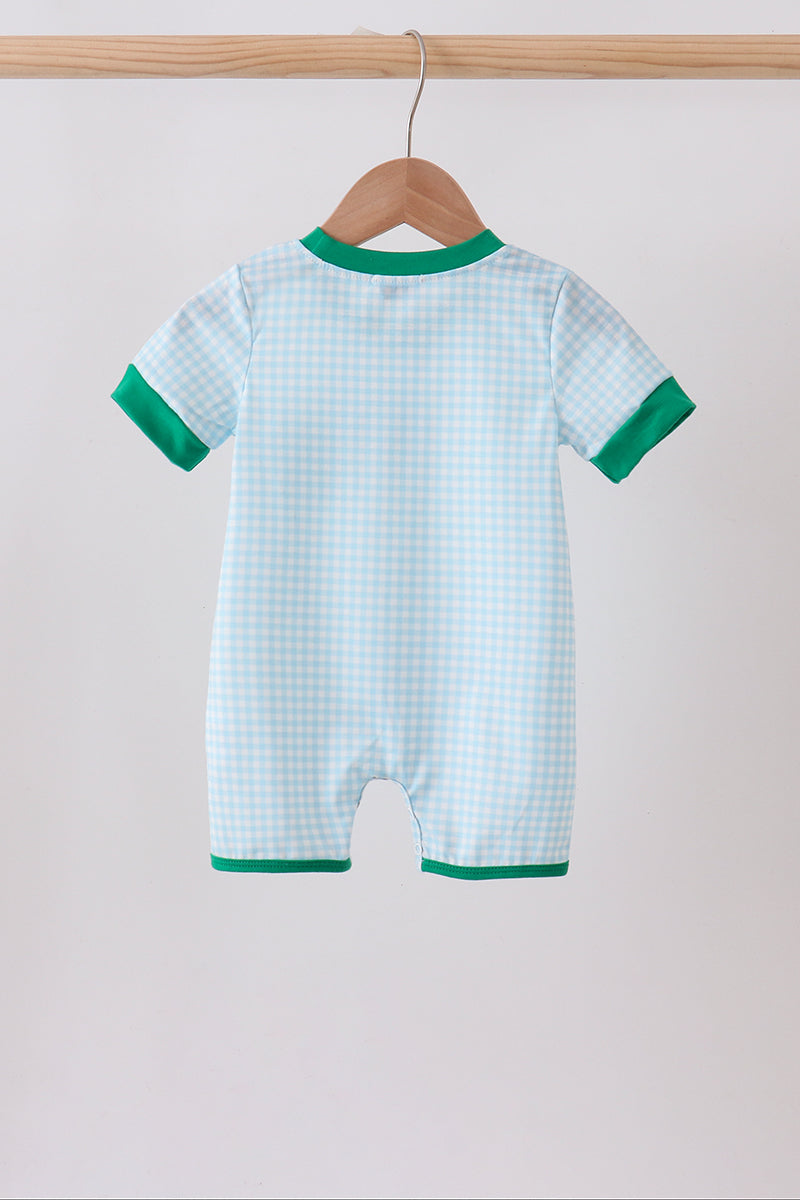 Green grid pocket romper