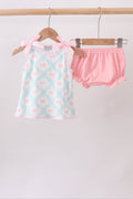 Pink Floral Bow Print Bloomer Set