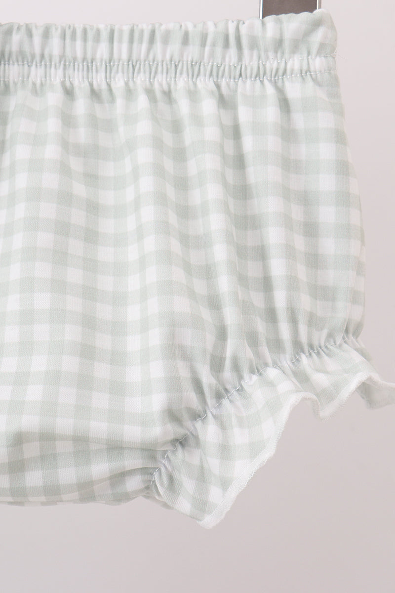 Green Sunflower Applique Ruffle Bloomer Set