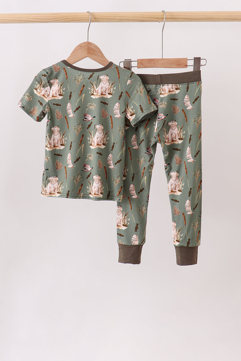 Green Hunting Bamboo Pajama Set