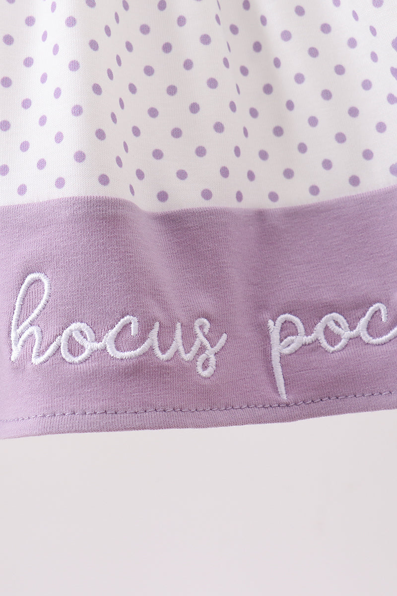 Purple Hocus pocus french knot ruffle bloomer set